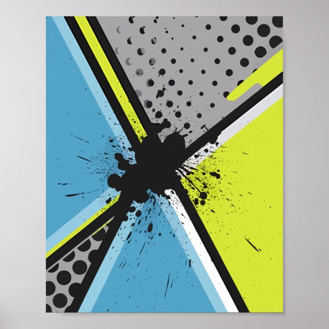 Geometric Splash with Halftone Dots Poster (Front)