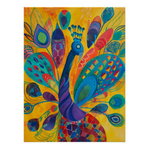 Geometric Splendor Of The Peacock Poster