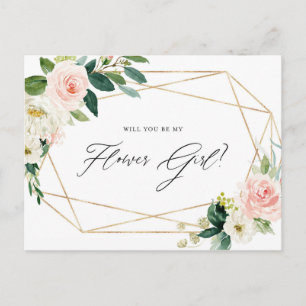 Geometric Spring Blooms Will You Be My Flower Girl Invitation Postcard