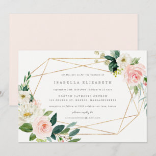 Geometric Spring Romance Baptism Invitation