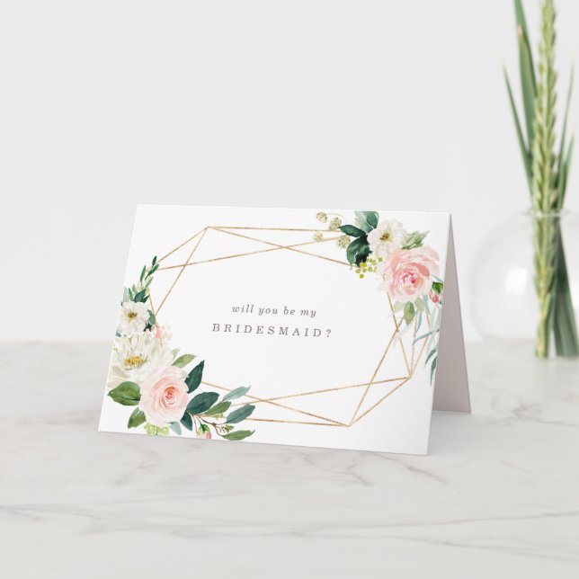 Geometric Spring Romance Bridesmaid Card (Front)
