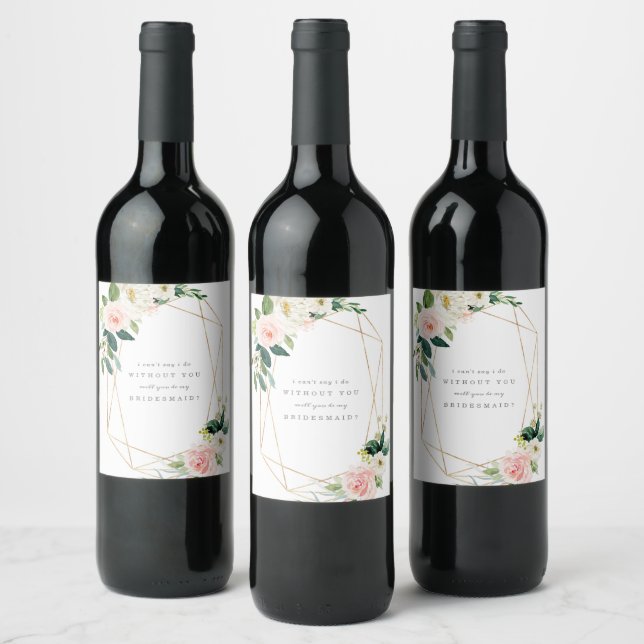 Geometric Spring Romance Bridesmaid Proposal Label (Bottles)