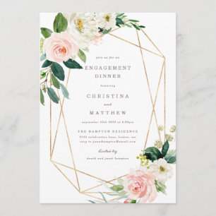 Geometric Spring Romance Engagement Dinner Invite