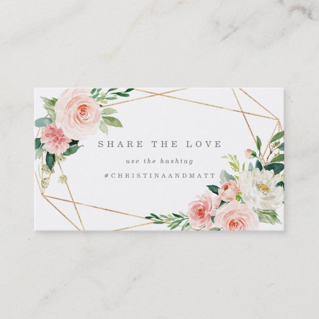 Geometric Spring Romance Hashtag Card (Front)