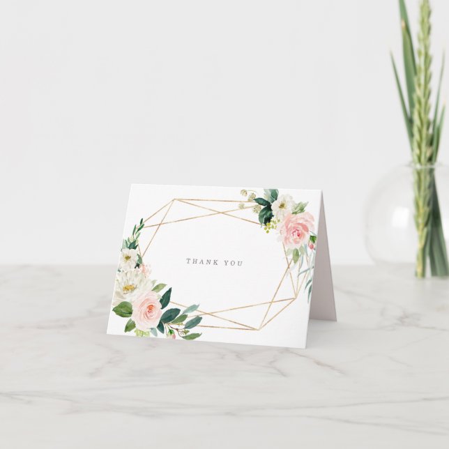 Geometric Spring Romance Thank You Card (Front)