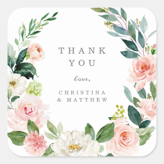 Geometric Spring Romance Thank You Sticker Tag (Front)
