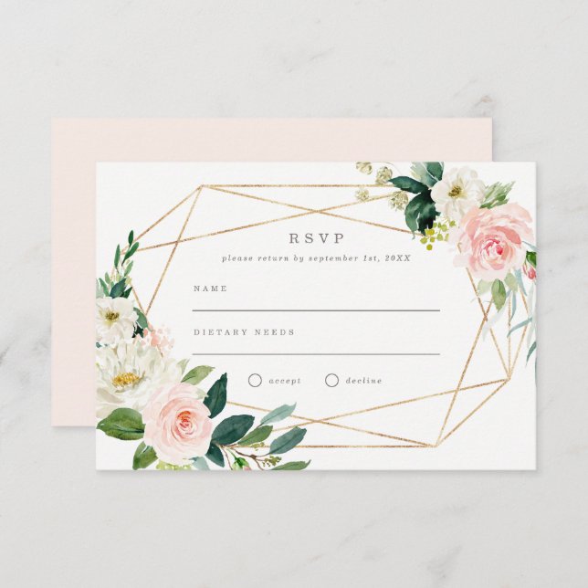 Geometric Spring Romance Wedding RSVP Invitation (Front/Back)