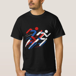 Geometric Sprinters Red White Blue Running Race Ar T-Shirt