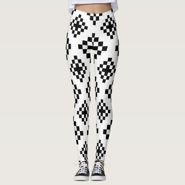 Geometric Square Pattern Mosaic  Leggings (Front)