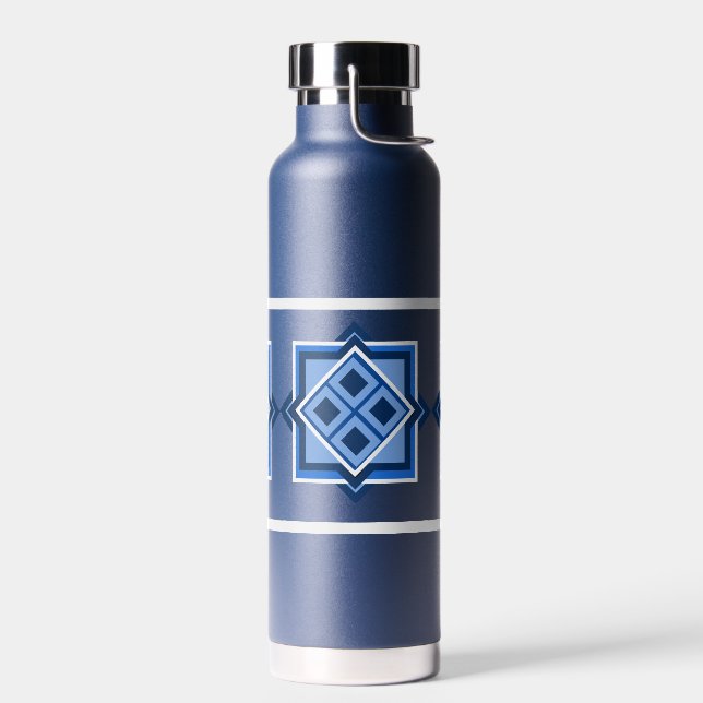 Geometric Square Pattern Water Bottle (Left)
