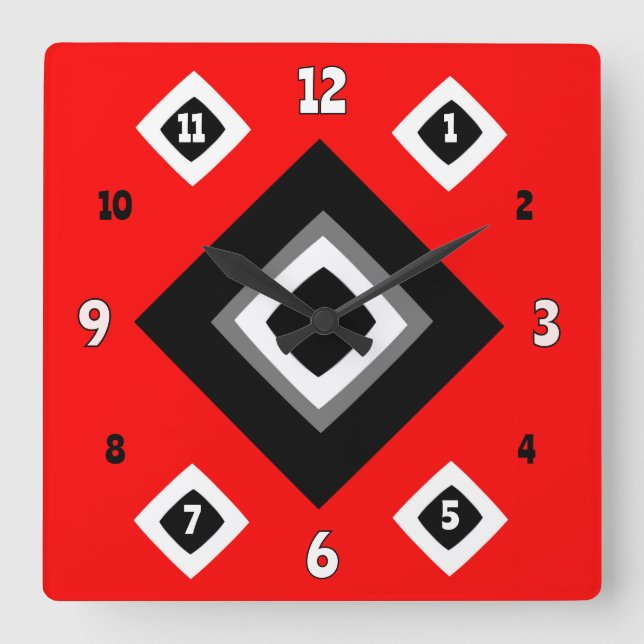 Geometric Square Wall Clock (Front)