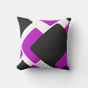 Geometric squares abstract black purple violet cushion