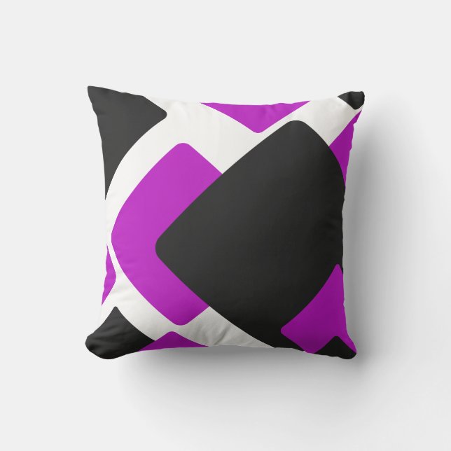 Geometric squares abstract black purple violet cushion (Front)