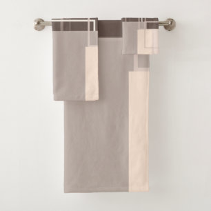 Geometric Squares - Chocolate and Cream Bath Towel Set
