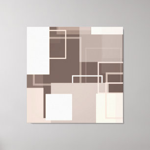 Geometric Squares - Chocolate and Cream Canvas Print
