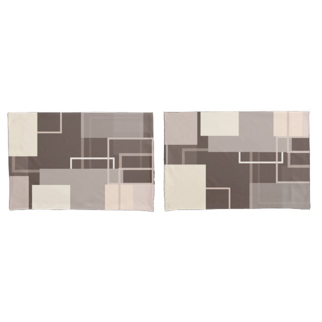 Geometric Squares - Chocolate and Cream Pillowcase (Front-Set)