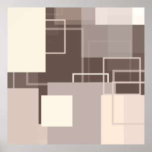 Geometric Squares - Chocolate and Cream Poster