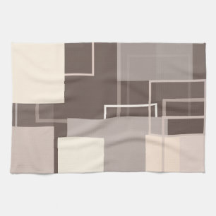 Geometric Squares - Chocolate and Cream Tea Towel