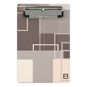Geometric Squares - Chocolate Cream Mini Clipboard