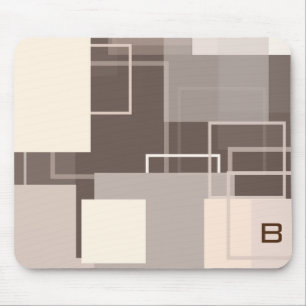 Geometric Squares - Chocolate Cream Mouse Mat