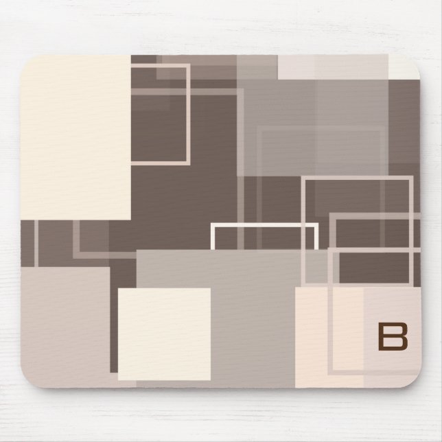 Geometric Squares - Chocolate Cream Mouse Mat (Front)
