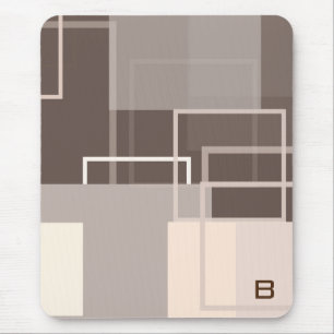 Geometric Squares - Chocolate Cream Mouse Mat