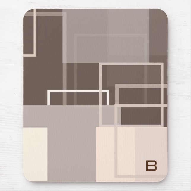 Geometric Squares - Chocolate Cream Mouse Mat (Front)