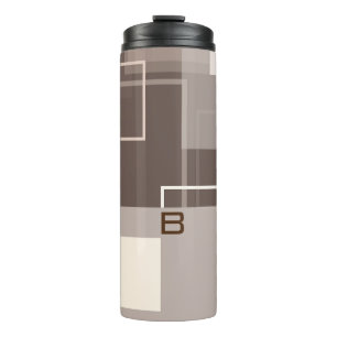 Geometric Squares - Chocolate Cream Thermal Tumbler
