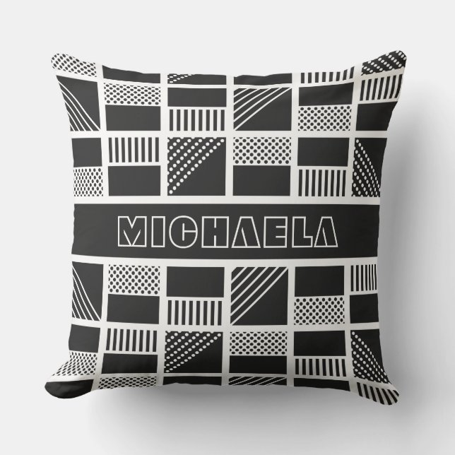 Geometric Squares custom monogram throw pillows (Front)