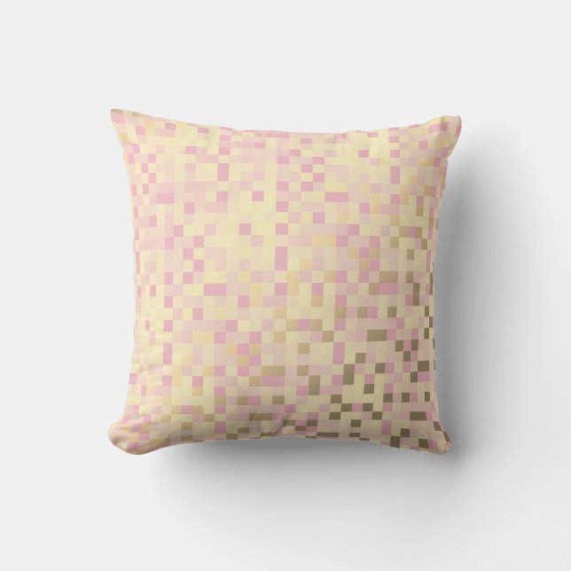 Geometric Squares Foxier Gold Pink Rose Cyber Cushion (Front)