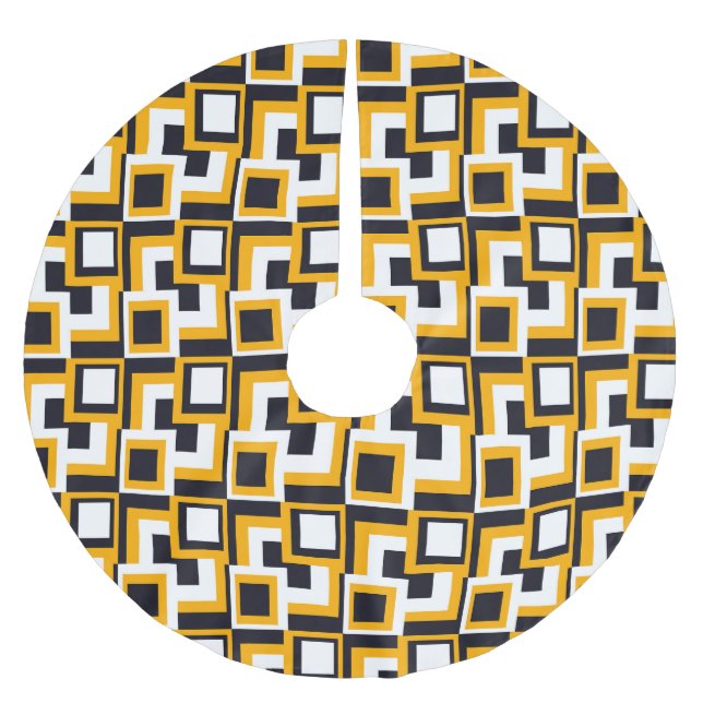 Geometric Squares: Seamless Print Brushed Polyester Tree Skirt (Front)