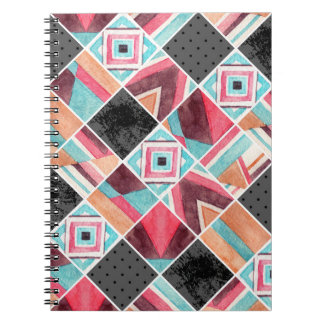 Geometric squares, watercolor patchwork notebook