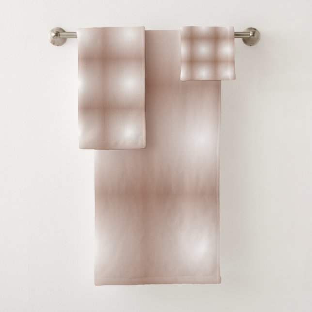 Geometric Squares with Mocha Mousse Gradient White Bath Towel Set (Insitu)