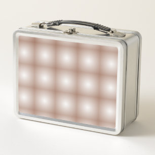 Geometric Squares with Mocha Mousse Gradient White Metal Lunch Box
