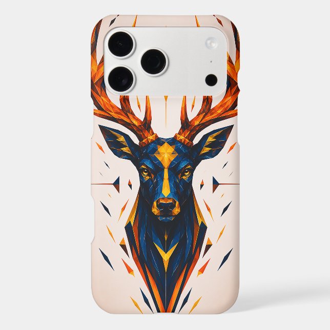 Geometric Stag Orange & Blue Polygonal Art (Back)