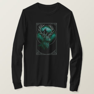 Geometric Stag With Forest Antlers BLACK ONLY T-Shirt