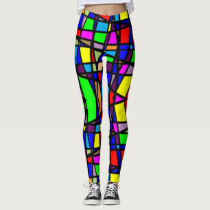 Geometric Stained Glass Pattern Leggings