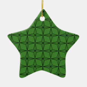 Geometric Star Christmas Ornament, Dark Green Ceramic Tree Decoration