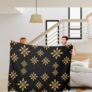 Geometric Star-like Petal Flower Repeating Fleece Blanket