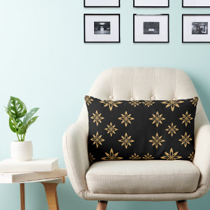 Geometric Star-like Petal Flower Repeating Pattern Lumbar Cushion