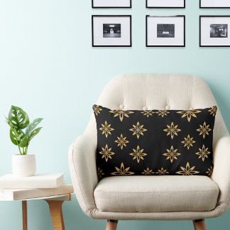 Geometric Star-like Petal Flower Repeating Pattern Lumbar Cushion