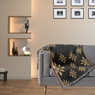 Geometric Star-like Petal Flower Repeating Throw Blanket