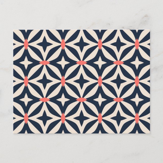 Geometric Star Pattern Holiday Postcard (Front)