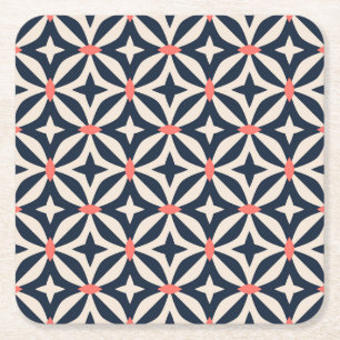 Geometric Star Pattern Square Paper Coaster