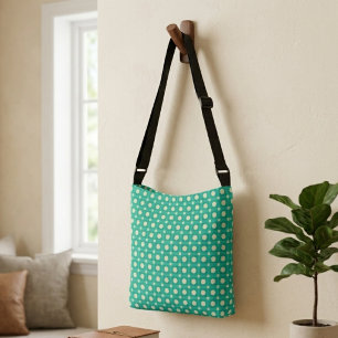 Geometric Star Pattern Wallpaper - Teal & Cream Crossbody Bag