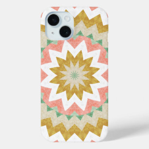 Geometric Starburst Boho Mandala Pattern iPhone 15 Case