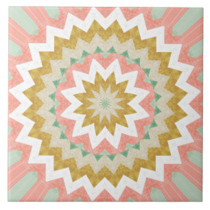 Geometric Starburst Boho Mandala Pattern Tile