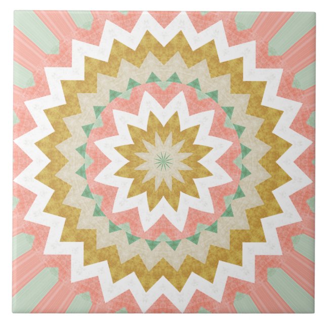 Geometric Starburst Boho Mandala Pattern Tile (Front)
