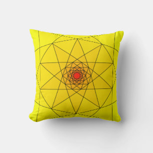 Geometric Starburst - Yellow & Red Design Cushion