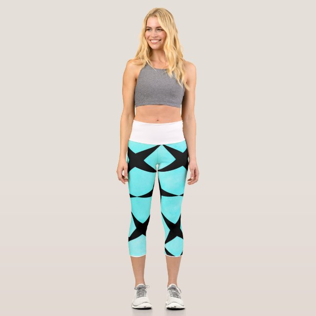 Geometric Stars Capri Leggings (Front)